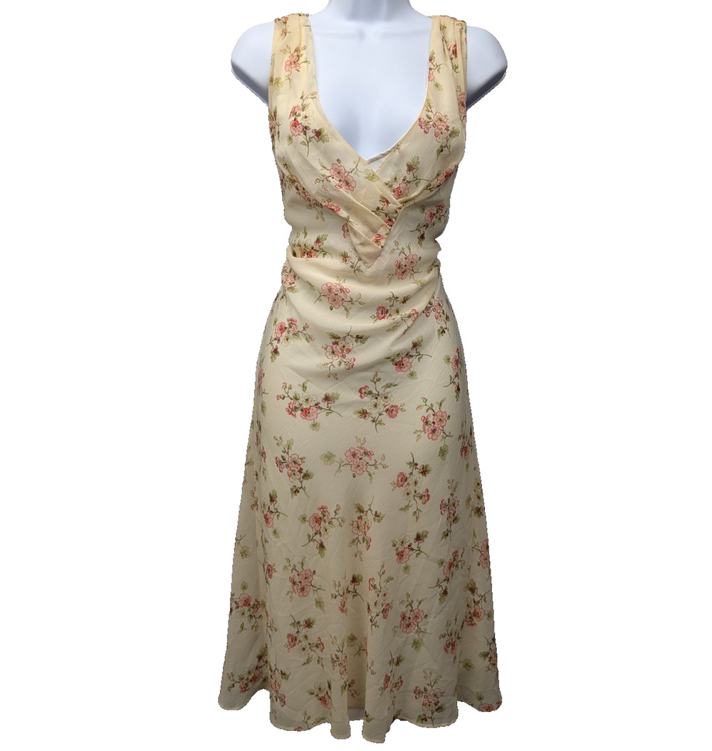 Ralph Lauren Midi Dress Womens 14 Garden Floral Old Money Romantic Vintage